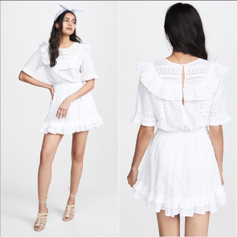 LoveShackFancy Cooper Mini White Ruffle Dress